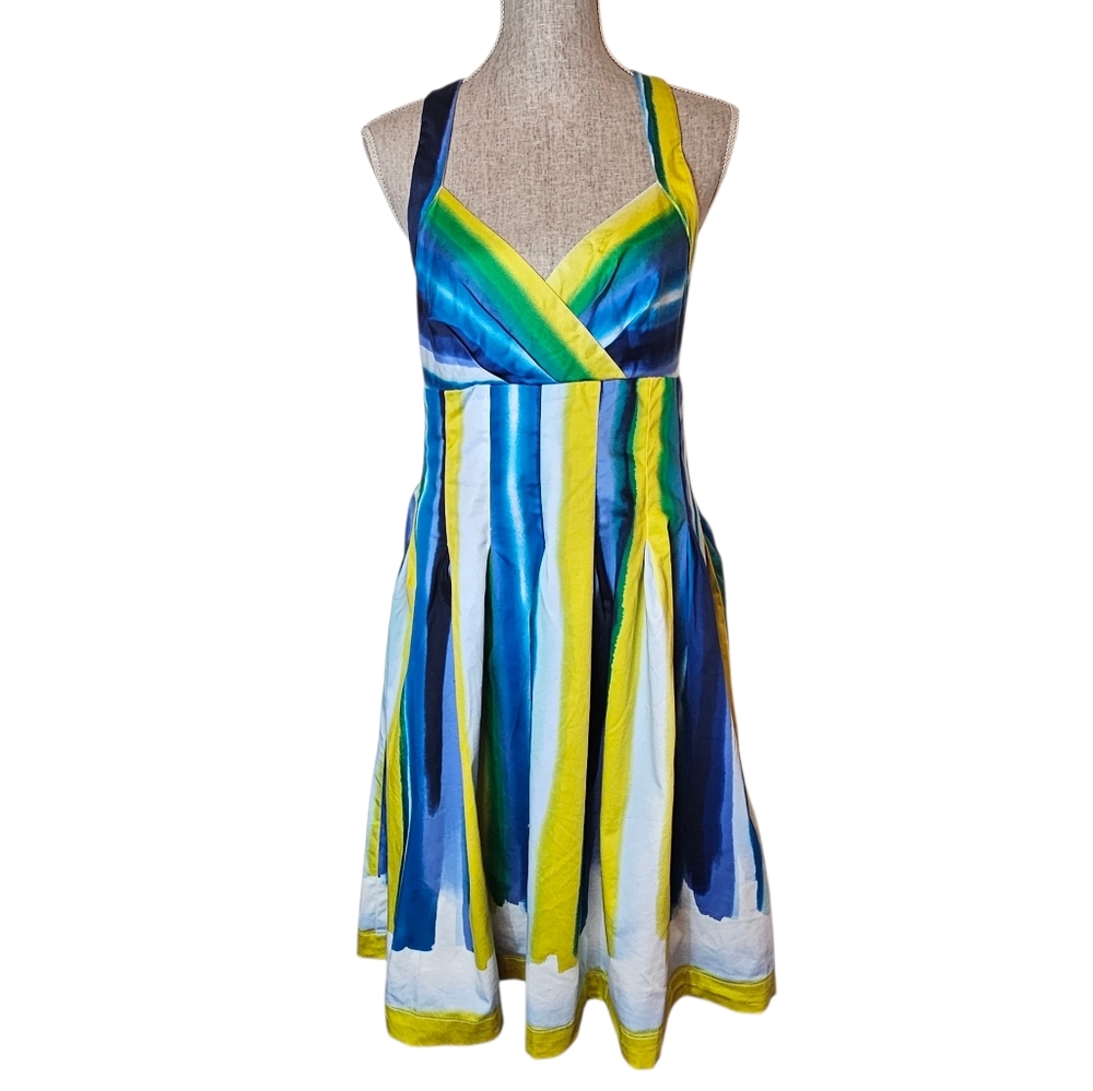 Calvin Klein Watercolor Watercolor Brushstroke Sundress Size M Striped Dress